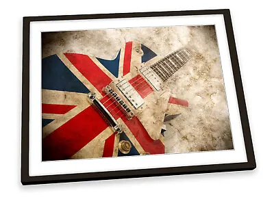 Union Jack Guitar Music Red FRAMED ART PRINT Picture Poster Artwork • £25.99