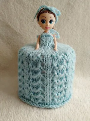 £9.99 • Buy Hand Knitted Blue Toilet Roll Doll Cover