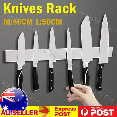 Stainless Steel Magnetic Knife Holder Rack Knives Tool Shelf Magnet 40/50cm AUS • $17.92