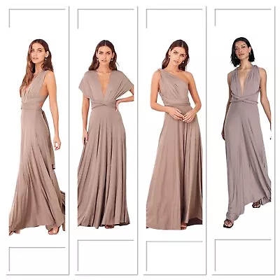 Lulu's Taupe Trick Of The Trade Infinity Multi-Way Knit Maxi Dress - Size Small • $45