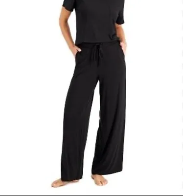 Alfani Women's Super Soft Modal Wide Leg Lounge Pajama Pants Classic Black Large • $25.99