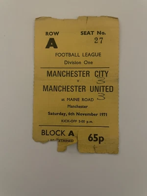 £0.99 • Buy 6/11/1971 Football Ticket Stub Man City V Manchester United Man Utd Main Road