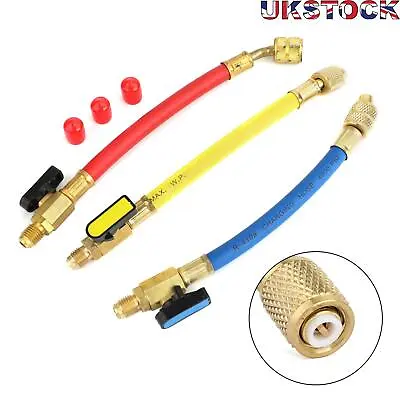 3x Manifold Gauge A/C Refrigeration Charging Hoses For R134a R410a UK • £19.18