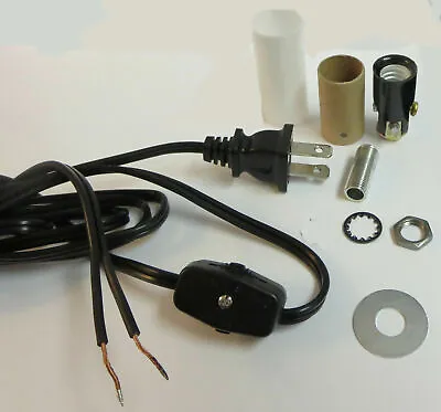 Mini-lamp Kit Candelabra Socket- 8' Black Cord -cord W/ Line Switch  TD-400BLK • $7.36