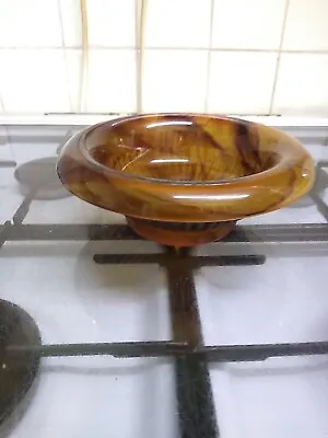  Art Deco Davidson Amber Cloud Glass Dish • £3