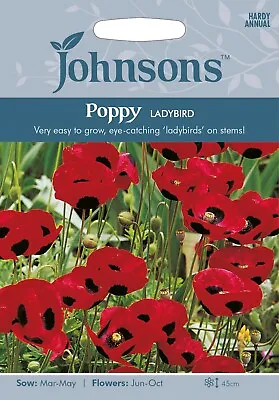 Poppy Seeds Ladybird By Johnsons FREE UK DELIVERY Red Flowers With Black Spots • £3.35