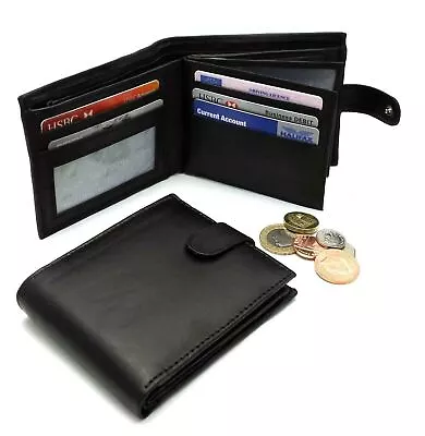 MENS GENUINE REAL SOFT LEATHER WALLET With LARGE Zip NOTE Pocket / Pouch Design • £5.95