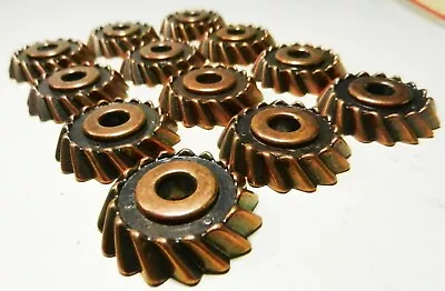 Set Of 12 Steampunk Oxidized Copper 30 Mm Disks With Gears Spacer Beads 6mm Hole • $12.99