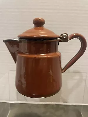 $8.99 • Buy Vintage Enamel Teapot Kettle Small Brown-Made In Germany
