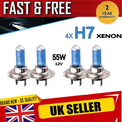 4X H7 Super White 55W Halogen Headlight Bulbs 501 499 Upgrade Set 477 Hid Car  • £7.75