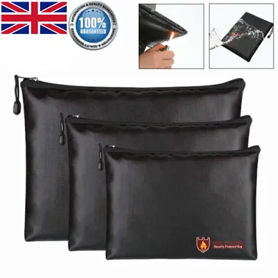 £8.95 • Buy Fireproof Safe Bag Fire Water Resistant Pouch Cash Money File Documents Storage