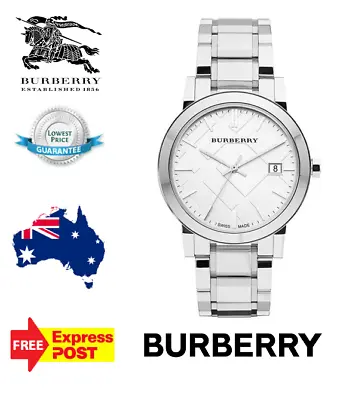 New Burberry 'the City' Bu9100 Silver Check Womens Quartz Watch • $319.99