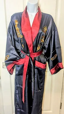 Men’s Reversible Kimono Robe Double-sided  With Embroidered Dragon • $39.99