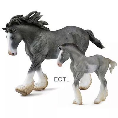 NEW CollectA 88620 88626 Black Sabino Roan Clydesdale - Set Of 2 Stallion & Foal • $24.50