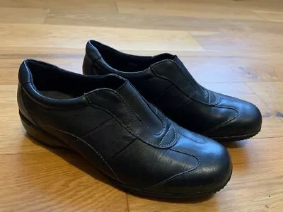 M & S Footglove Ladies Black Soft Leather Slip On Shoes Size UK 6 VGC • £11.99