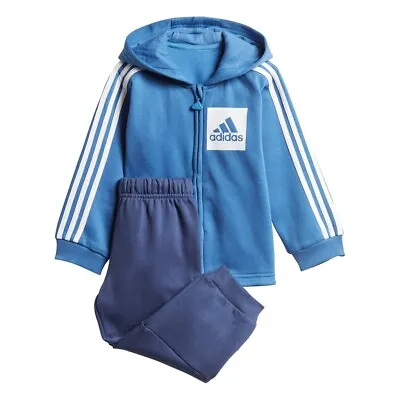 Adidas Infant Boys Sports Tracksuit Kids Children 3-Stripes Hooded Fleece Jogger • £16.95