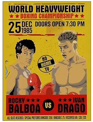 Vintage Metal Plaque Rocky Movie Fight Advertising Poster Wall Sign Pub Gym Shed • £4.99