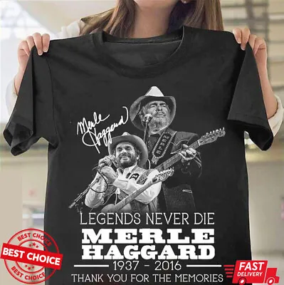 Merle Haggard Memories Signed Men Black T-Shirt S-3XL Q2675 • $22.98