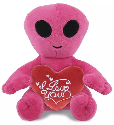 DolliBu I LOVE YOU Plush Pink Alien With Red Heart Plush For Valentines 6 Inch • $15.53
