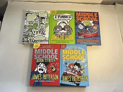 Lot Of 5 James Patterson KIDS BOOKS: Funny Middle School Hardcover Books • $19.95