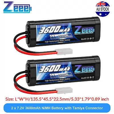2x Zeee 7.2V 3600mAh Ni-MH Battery Tamiya Plug For RC HPI Losi Kyosho Car Truck • $45.99