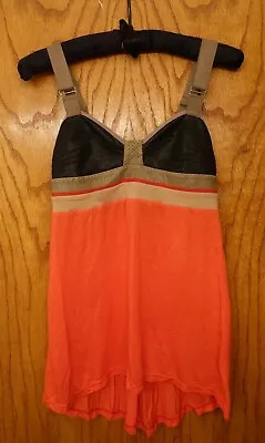 Nwt Vpl Tidal Tank Red Orange Black Beige Leather Camisole Top Shirt P Petite Xs • $65