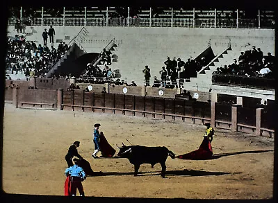 £50 • Buy BULL FATALLY WOUNDED C1880 PHOTO Magic Lantern Slide SPAIN BULLFIGHTING