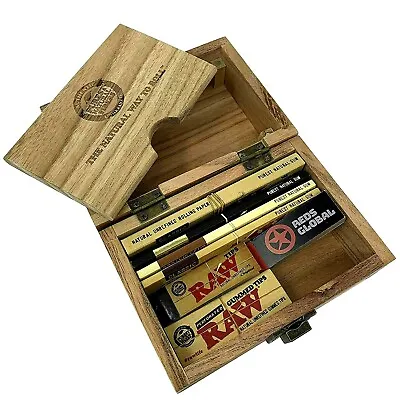 £17.99 • Buy RAW Wooden Deluxe Rolling Storage Box Gift Set Classic Smoking Papers 