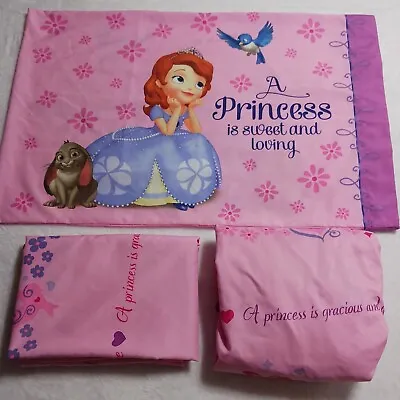 Disney Sofia The First Princess Twin Sheet Set W Pillowcase Pink Sweet & Loving  • $16.99