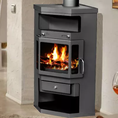 Panama 10kw Corner Stove Multi-Fuel Wood Burning Contemporary Log Burner • £659.99