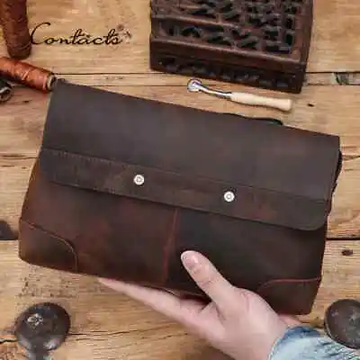 CONTACTS Men's Leather Clutch Bag Wallet Cellphone 12 Card Holder Organizer Gift • $34.98