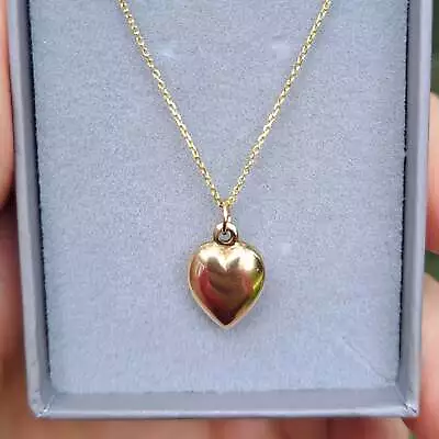 Vintage 9ct Gold Plain Puffy Heart Charm 11mm • £59