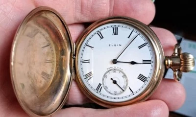 £125 • Buy Vintage Elgin Full Hunter G/P Pocket Watch -7 Jewel Mvnt #30603795-GWO/VGC 4 Age