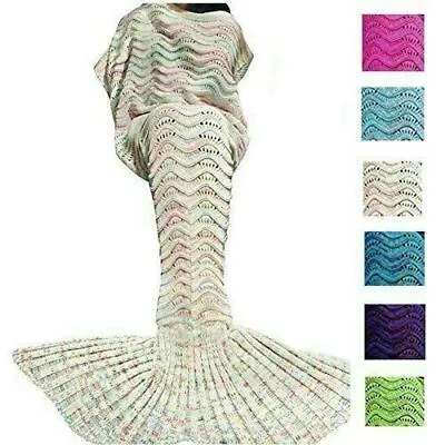 Mermaid Tail Blanket Knitted Crocheted Sofa Quilt Rug Festival Gift UK • £5.11