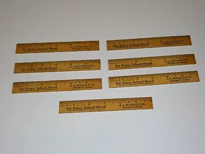 7 Vintage 6  Westcott Wood Rulers Metal Edge A.C. McClurg & Co. Chicago IL • $9.95