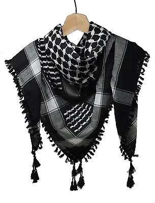Shemagh Keffiyeh Black & White Palestine Style Scarf Cotton Blend Made In India • $21.60