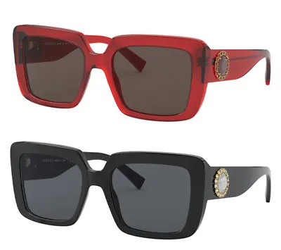 Versace Women Square Sunglasses W/ Stone-Encrusted Medusa VE4384B GB187 54 Italy • $119.99