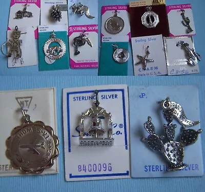 Vintage Charm Lot Of 15 Vintage Travel Sterling Charms On Cards • $22.50
