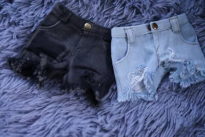 BJD Doll Clothes Black/Blue Ripped Jeans 1/4 1/3 1/6 DDDY MSD Denim Shorts Pants • $20.69