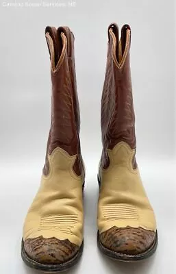 Tony Lama Brown/Yellow Men's Western Leather Boots - Size 9.5 • $90