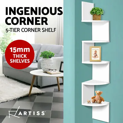 $33.81 • Buy Artiss Wall Shelf Corner Floating Display Shelf Bookshelf White Rack 5 Tier