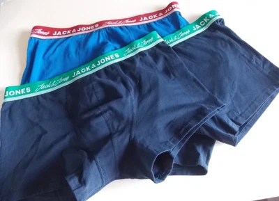 £6.99 • Buy 3 Pairs Jack & Jones  Boxer Trunks 2 X Navy & 1 Royal Blue Xl