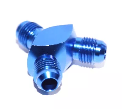 3-Way Y-Block Fitting Adapter AN6 6AN Male To 2X AN6 6AN Male BLUE • $12