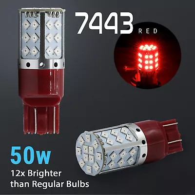 2X 7443/7440 50W Red LED Brake Tail Stop Parking Tail Lamp Light Bulbs Pair • $11.04