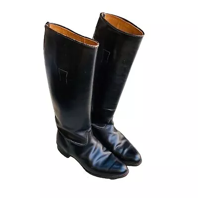 Equestrian Riding Motorcycle Tall Boots Colt Quality Black Leather USA Vintage • $96.75