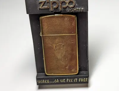 Brass Zippo Slim Lighter Mono P • $98.48