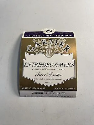 Vintage Wine Bottle Label -- Monsieur Henri Cartier Entre-Deux-Mers White France • $2.99