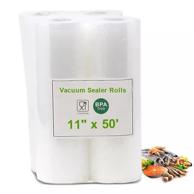 $25.85 • Buy 2/4 Commercial 11  X 50' Vacuum Sealer Roll Storage Bags Kitchen Food Seal Saver