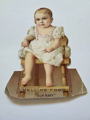 Vintage Mellin's Baby Food Our Baby Boston Ma  Die Cut Standing Baby Trade Card • $9.95