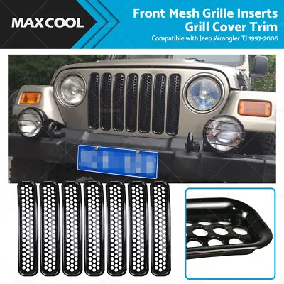 Front Mesh Grille Inserts Grill Cover Trim Suitbale For Jeep Wrangler TJ 97-06 • $29.09